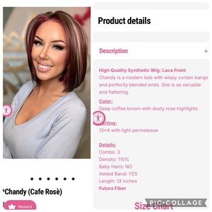 CSC Chelsey Smith Crowns Chandy Cafe Rose Lace Front Wig - Rich Brown with Rose